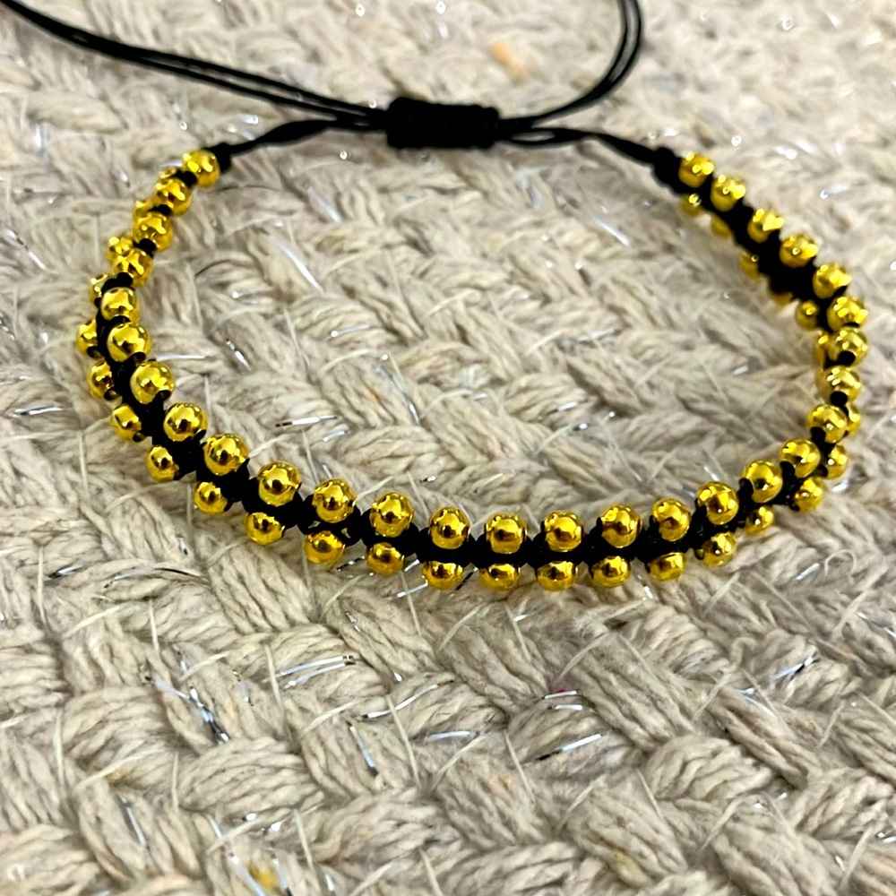 New Super Cute Boho Beaded Gold Surf Festival Bracelet Black - Picture 4 of 6